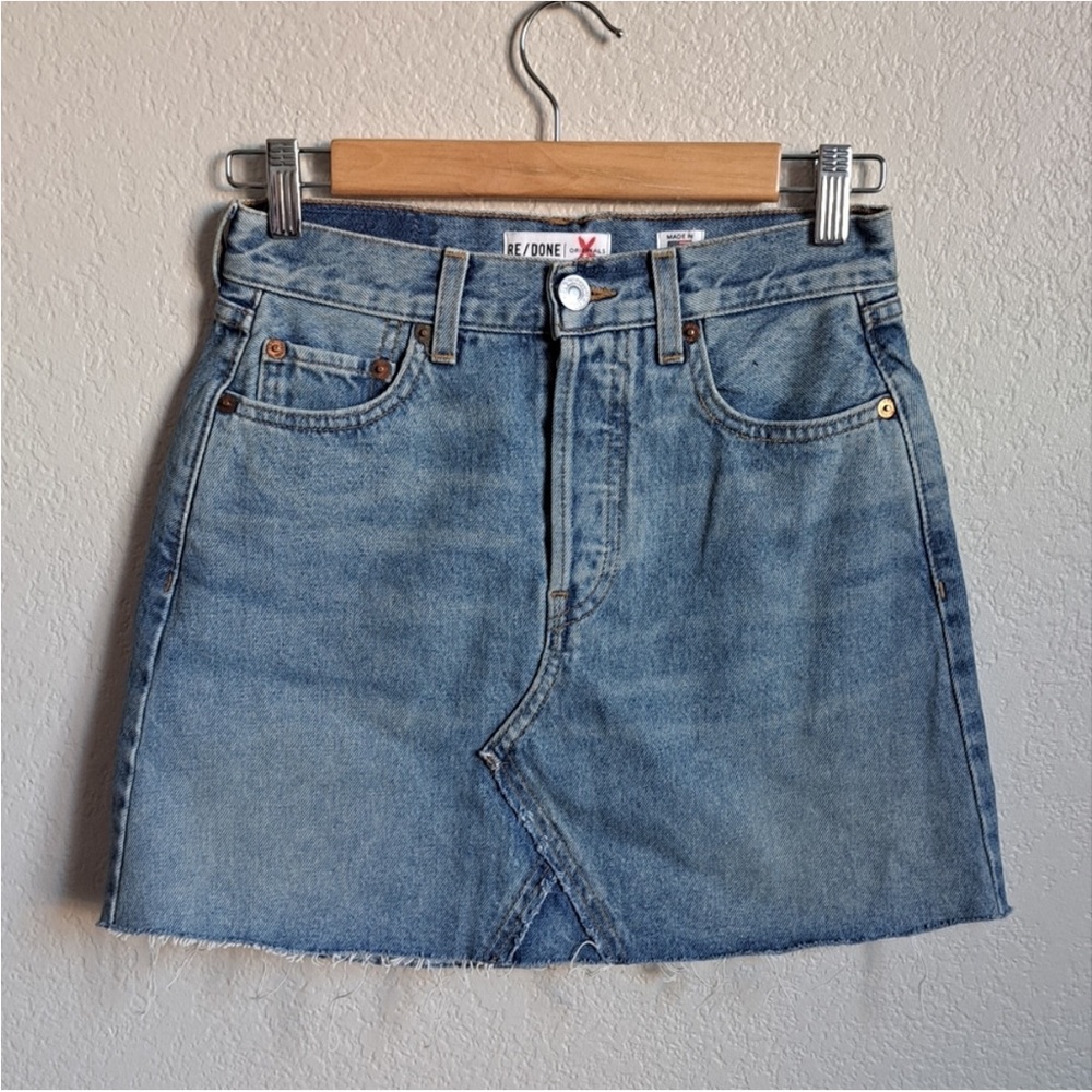Re/Done Blue Denim Mini Skirt